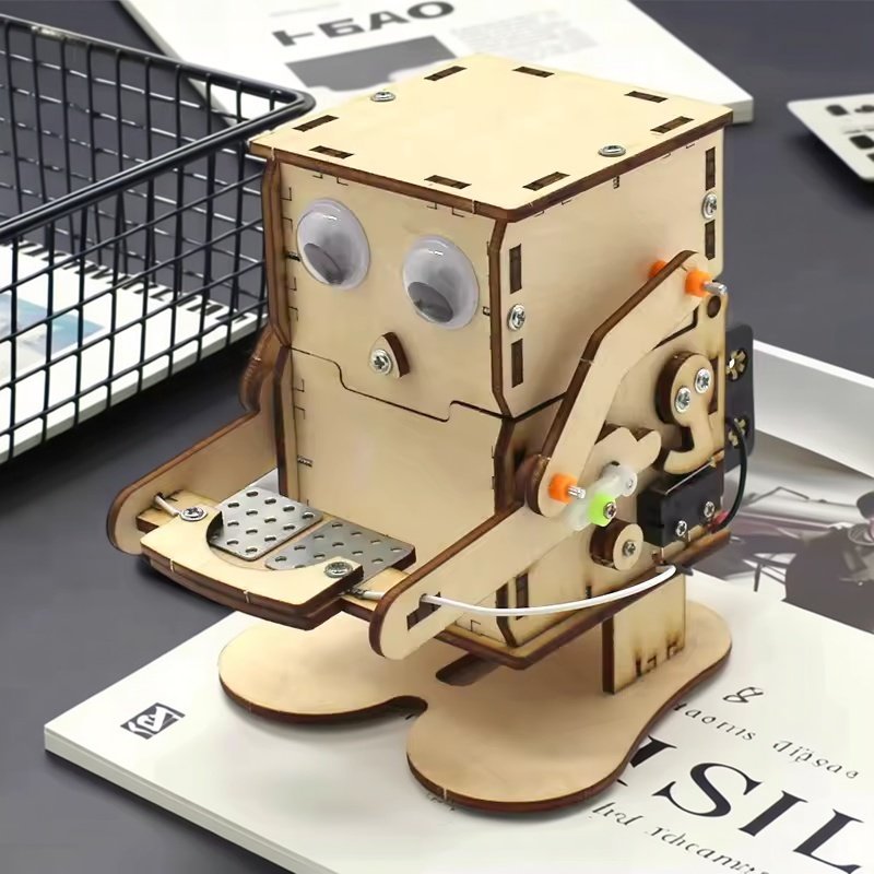 Science Project Robot - DIY Coin Eating Robot Wooden Model